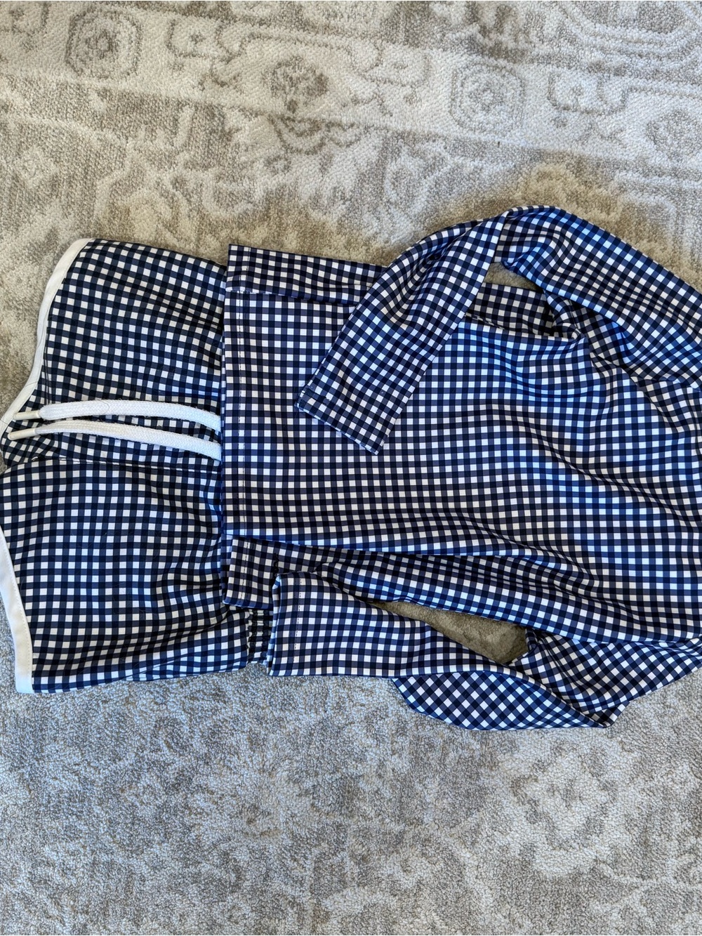 Kids Long-Sleeve Rashguard Set in Navy Gingham